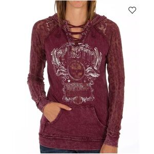 AFFLICTION Kentucky Rye Hooded Sweatshirt Size S